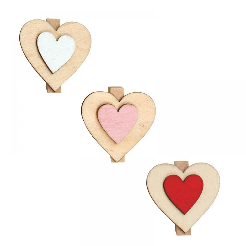 Set of 12 clips with heart